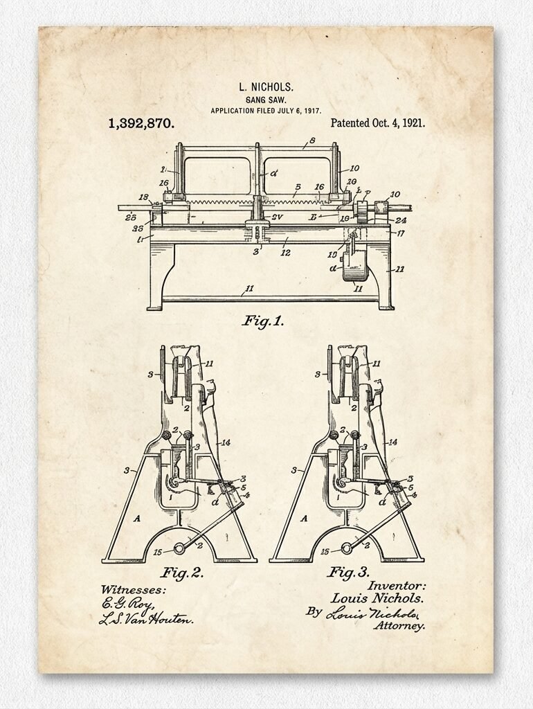 Wickes Gangsaw Patent Drawings